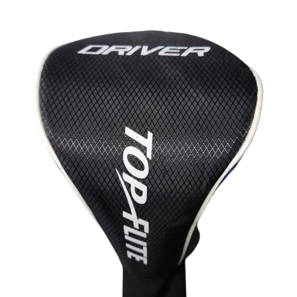 Top Flite Golf Club Driver Headcover Head Cover Black Gray Blue White EUC